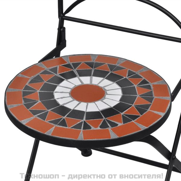 Бистро комплект, 3 части, керамични плочки в теракотено и бяло