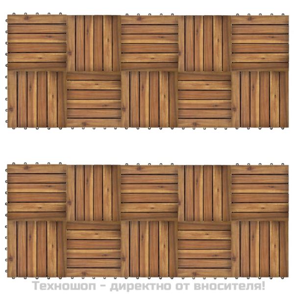 Декинг плочки, вертикален дизайн, 30x30 см, акация, 20 бр