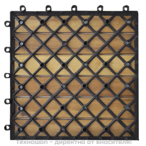 Декинг плочки, вертикален дизайн, 30x30 см, акация, 20 бр