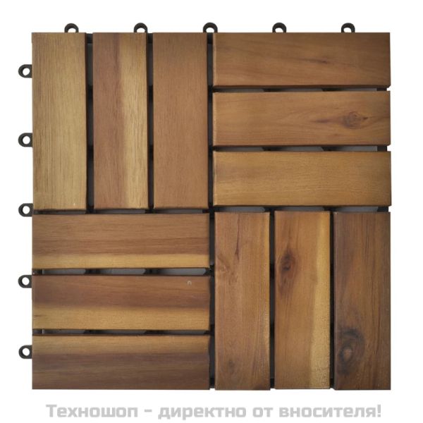 Декинг плочки, акациево дърво, 30 x 30 см - 20 бр