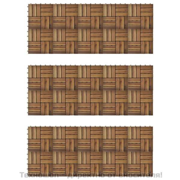 Декинг плочки, акациево дърво, 30 x 30 см - 30 броя