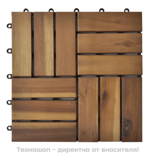 Декинг плочки, акациево дърво, 30 x 30 см - 30 броя