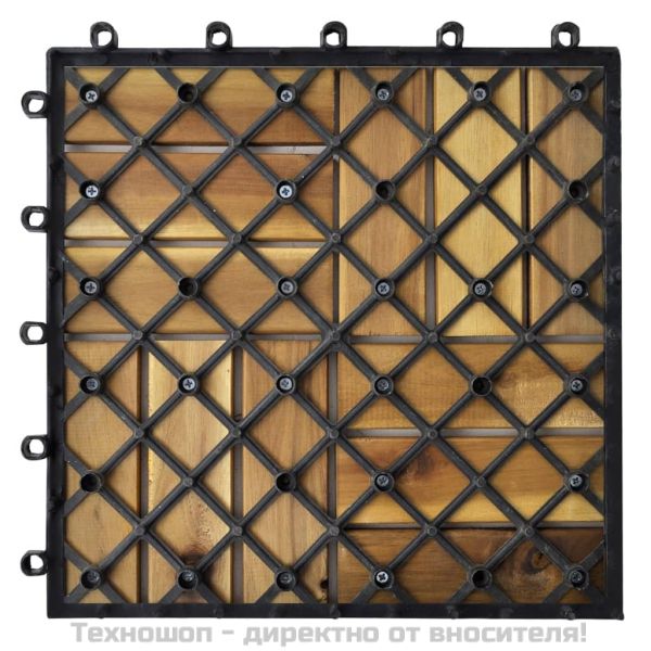 Декинг плочки, акациево дърво, 30 x 30 см - 30 броя