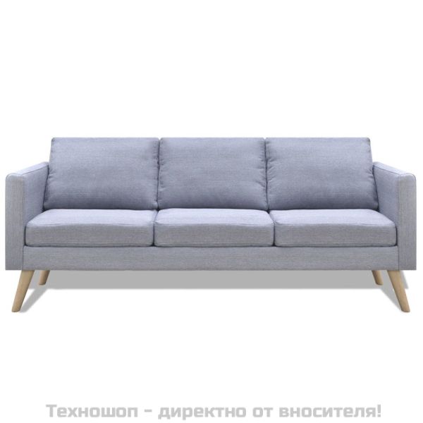 Комплект дивани, 2- и 3- местен, тапицерия от плат, светлосив