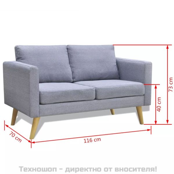 Комплект дивани, 2- и 3- местен, тапицерия от плат, светлосив