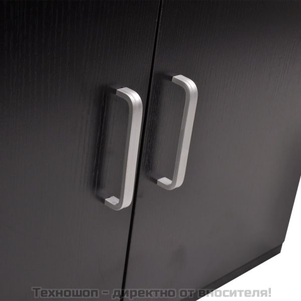 комплект мебели от 9 части и мивка за баня, черен цвят