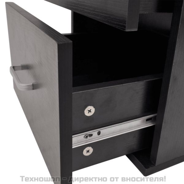 комплект мебели от 9 части и мивка за баня, черен цвят