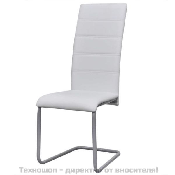 Конзолни трапезни столове, 6 бр, бели, изкуствена кожа