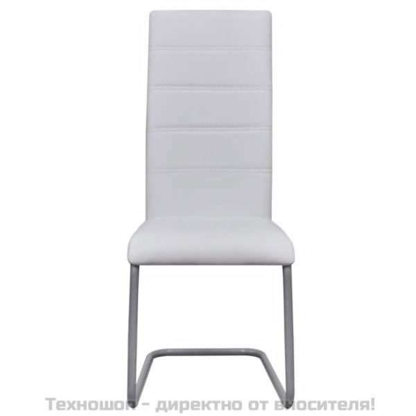 Конзолни трапезни столове, 6 бр, бели, изкуствена кожа