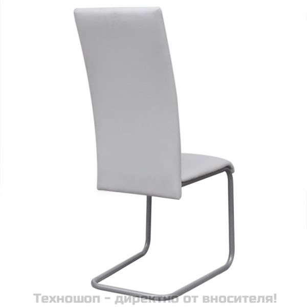 Конзолни трапезни столове, 6 бр, бели, изкуствена кожа