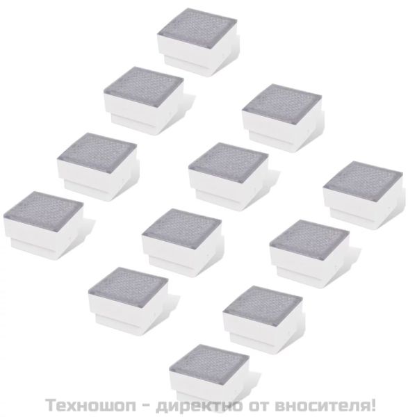 LED осветителни тела за вграждане в земя, 12 бр, 100x100x68 мм