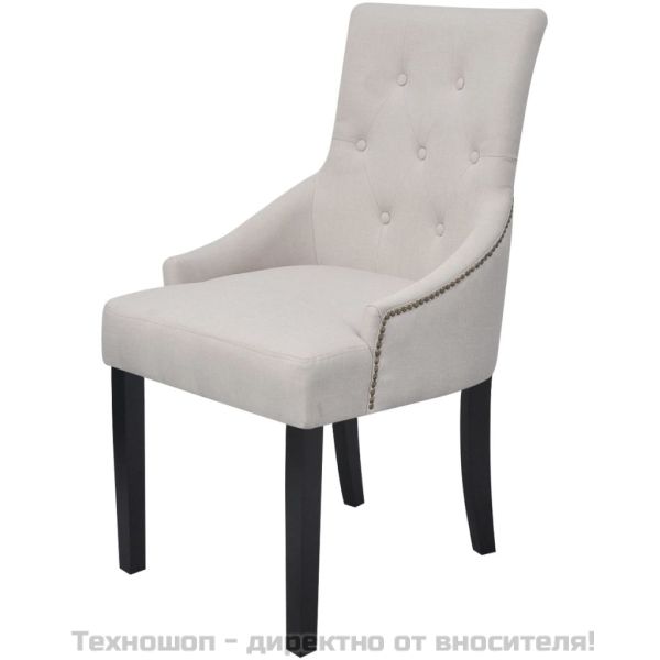 Трапезни столове, 6 бр, кремаво-сиви, текстил
