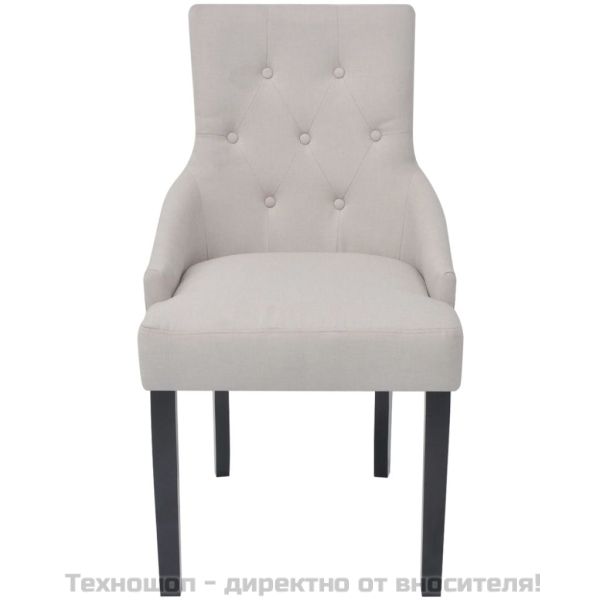 Трапезни столове, 6 бр, кремаво-сиви, текстил