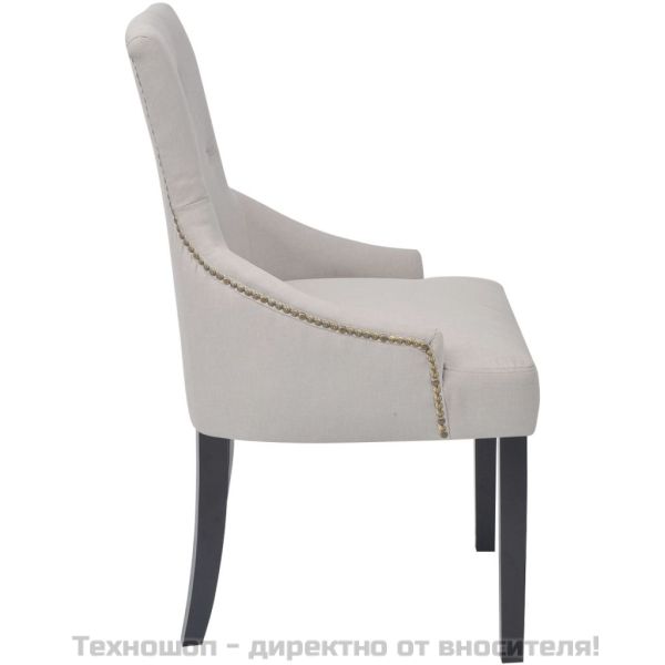 Трапезни столове, 6 бр, кремаво-сиви, текстил
