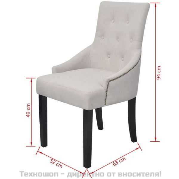 Трапезни столове, 6 бр, кремаво-сиви, текстил