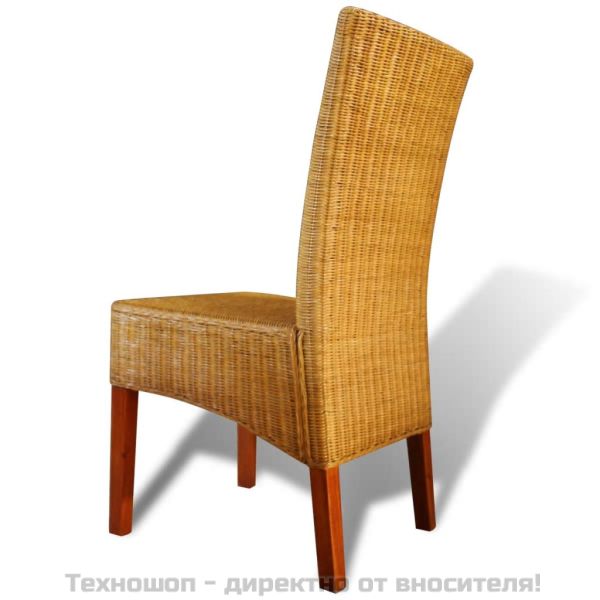 Трапезни столове 2 бр кафяви естествен ратан
