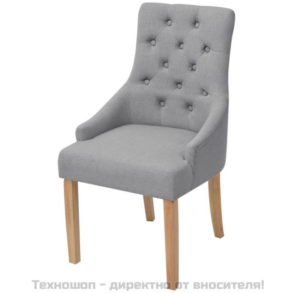 Трапезни столове, 6 бр, светлосиви, плат