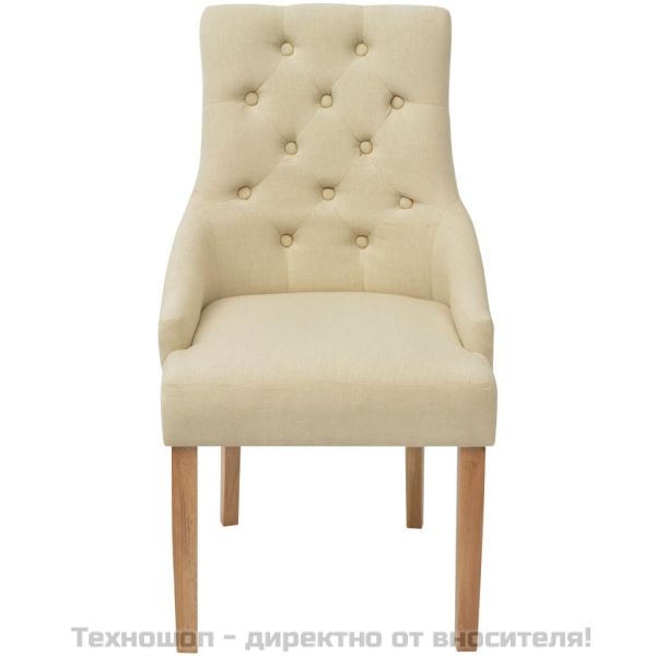 Трапезни столове, 6 бр, кремави, плат