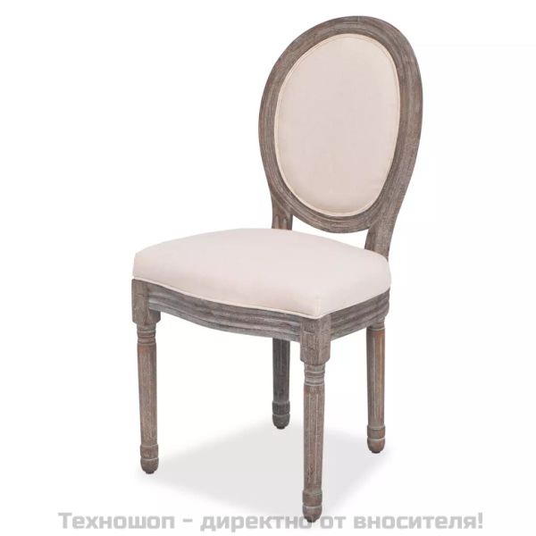 Трапезни столове, 6 бр, кремави, текстил