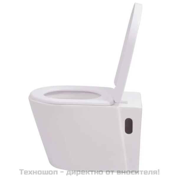 Окачена тоалетна чиния, със скрито казанче, керамична, бяла