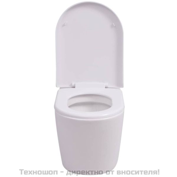 Окачена тоалетна чиния, със скрито казанче, керамична, бяла