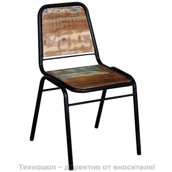 Трапезни столове, 6 бр, регенерирано дърво масив