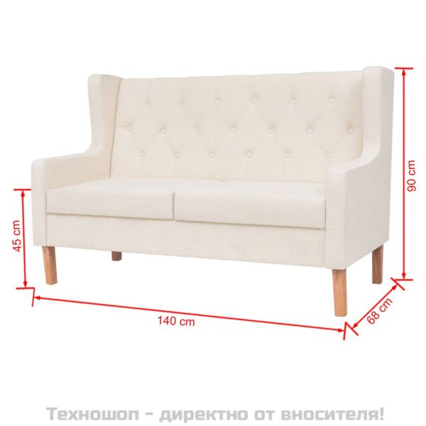 Комплект дивани от 2 части текстил кремавобял