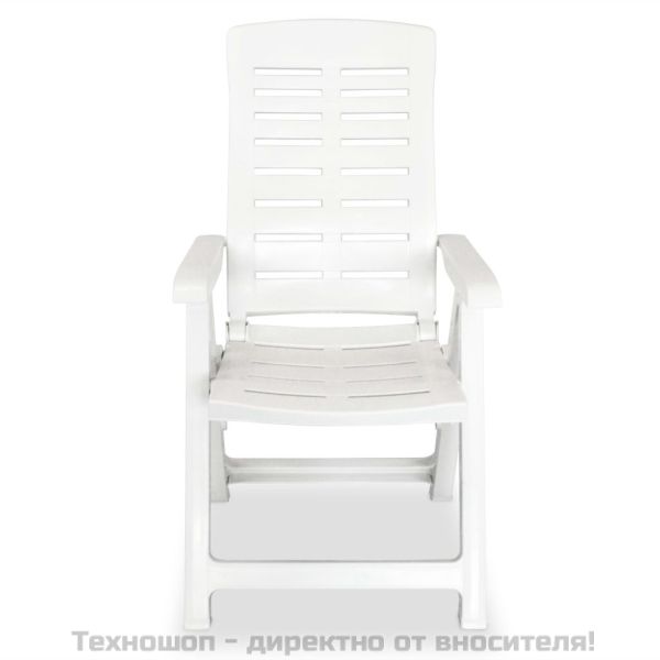 Накланящи се градински столове, 4 бр, пластмаса, бели