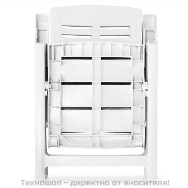 Накланящи се градински столове, 4 бр, пластмаса, бели