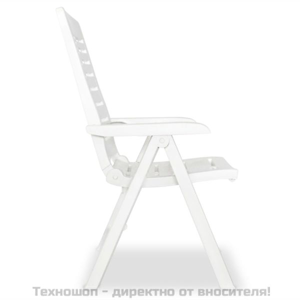 Накланящи се градински столове, 6 бр, пластмаса, бели
