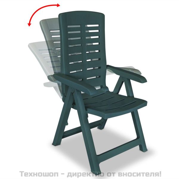 Накланящи се градински столове, 4 бр, пластмаса, зелени