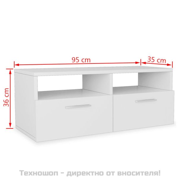 ТВ шкафове, 2 бр, инженерно дърво, 95x35x36 см, бели