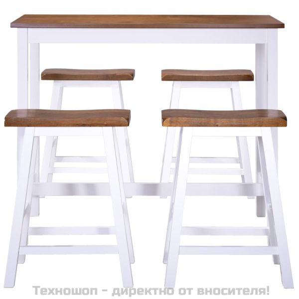 Бар маса и столове, 5 части, дървен масив