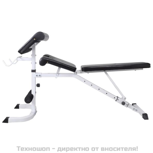 Комплект лежанка със стойка за лост, щанга и дъмбели, 60,5 кг