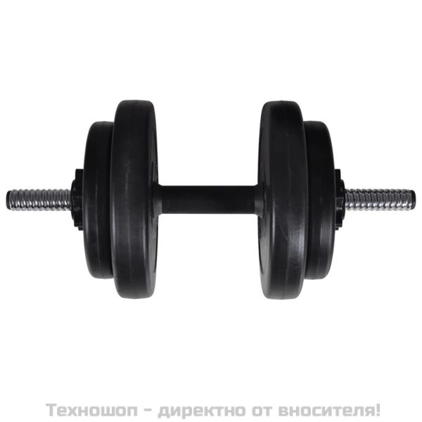 Комплект лежанка със стойка за лост, щанга и дъмбели, 60,5 кг