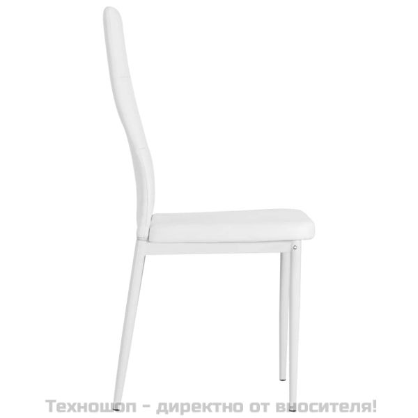 Трапезни столове, 6 бр, бели, изкуствена кожа