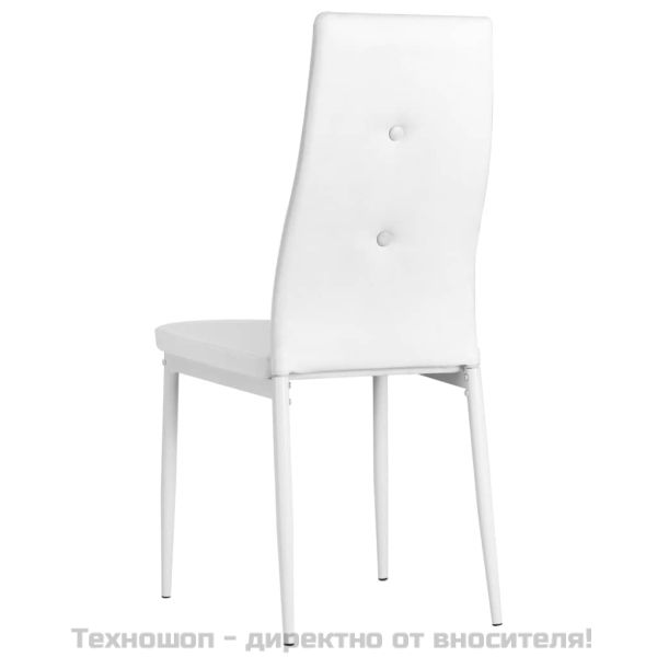 Трапезни столове, 6 бр, бели, изкуствена кожа