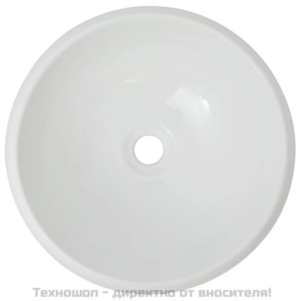 Мивка за баня със смесител, керамична, кръгла, бяла