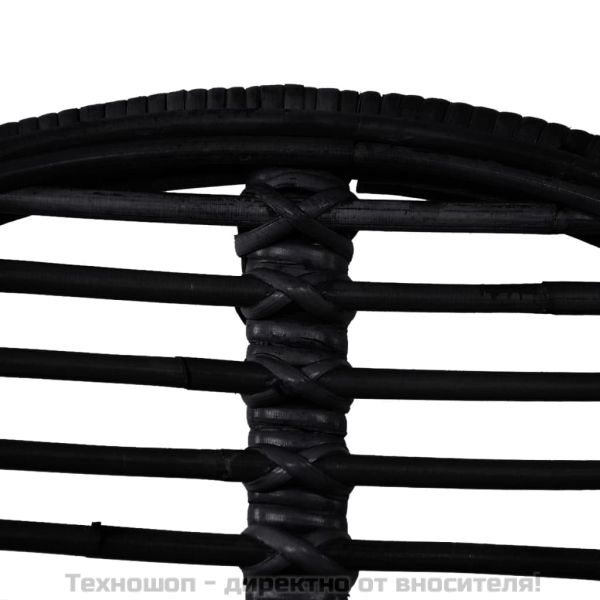 Трапезни столове, 6 бр, черни, естествен ратан