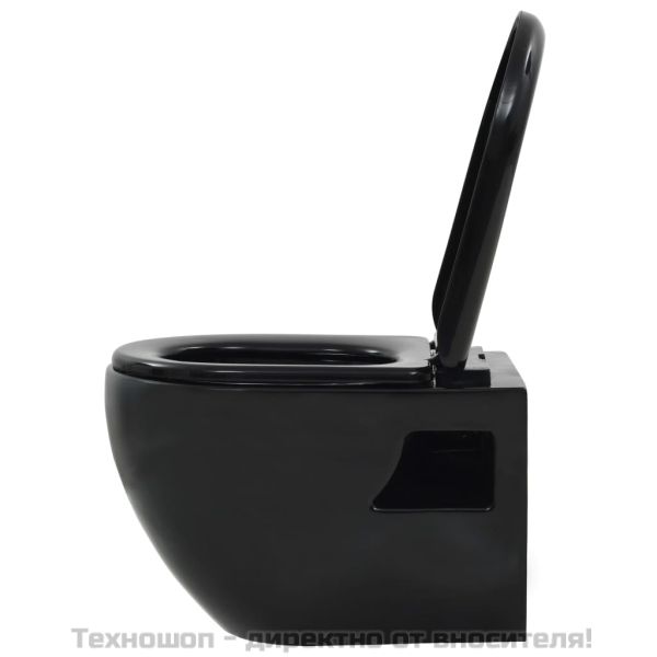 Окачена тоалетна чиния, със скрито казанче, керамична, черна