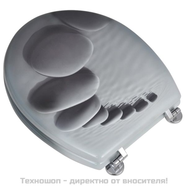 Тоалетни седалки с капаци, 2 бр, МДФ, камъни