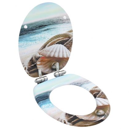 Тоалетни седалки с плавно затваряне, 2 бр, МДФ, морски дизайн