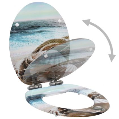 Тоалетни седалки с плавно затваряне, 2 бр, МДФ, морски дизайн