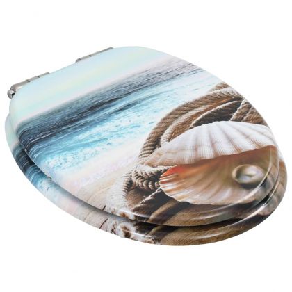 Тоалетни седалки с плавно затваряне, 2 бр, МДФ, морски дизайн