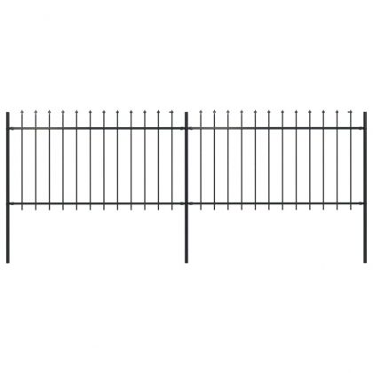Градинска ограда с пики, стомана, 3,4x1 м, черна