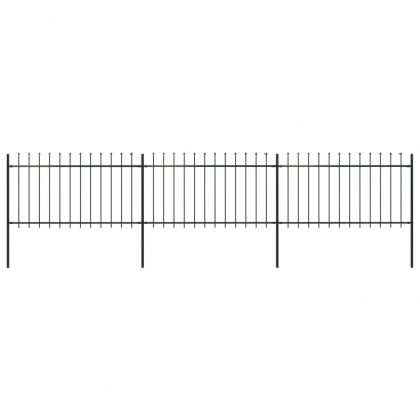 Градинска ограда с пики, стомана, 5,1x1 м, черна