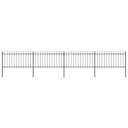 Градинска ограда с пики, стомана, 6,8x1 м, черна