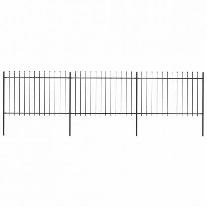 Градинска ограда с пики, стомана, 5,1x1,2 м, черна