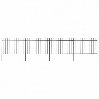 Градинска ограда с пики, стомана, 6,8x1,2 м, черна