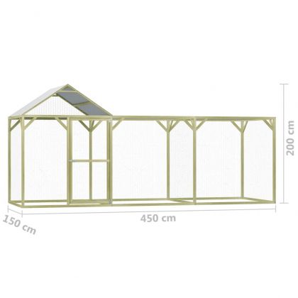 Клетка за пилета, 4,5x1,5x2 м, импрегниран бор